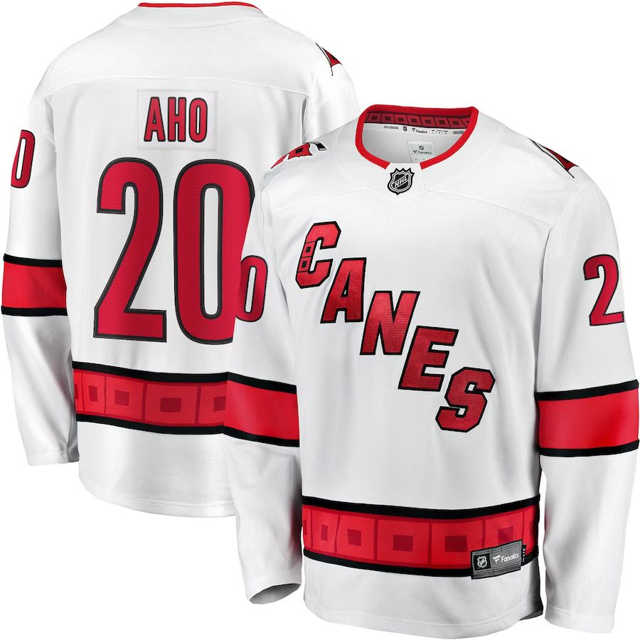 Men Carolina Hurricanes #20 Sebastian Aho Fanatics Branded White Away Premier Breakaway Player NHL Jersey->carolina hurricanes->NHL Jersey